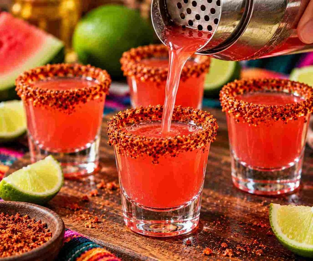 straining and making candy shot drink at home